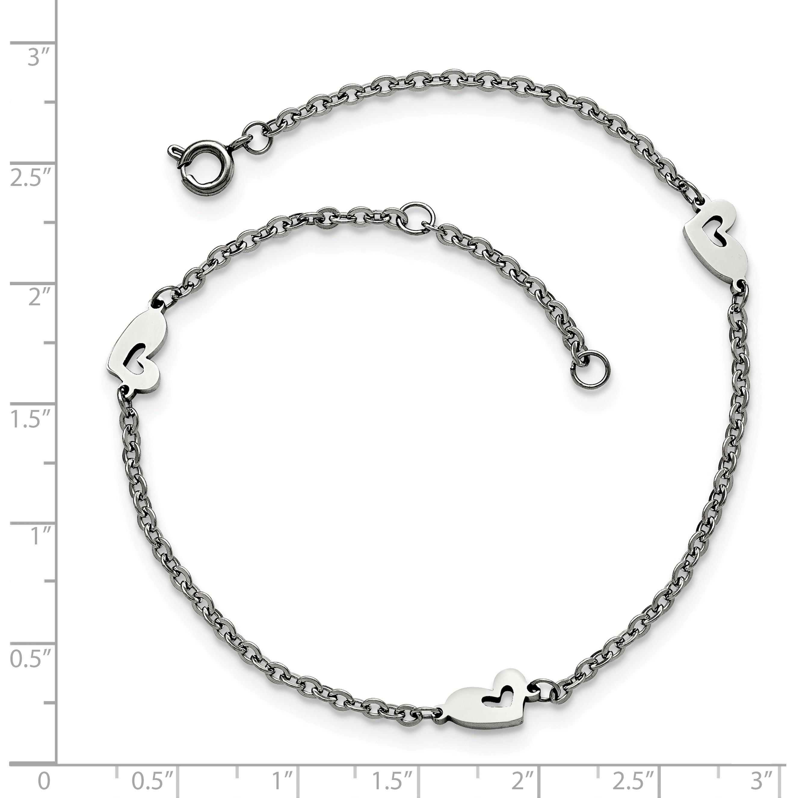 Polished Hearts Anklet in Stainless Steel