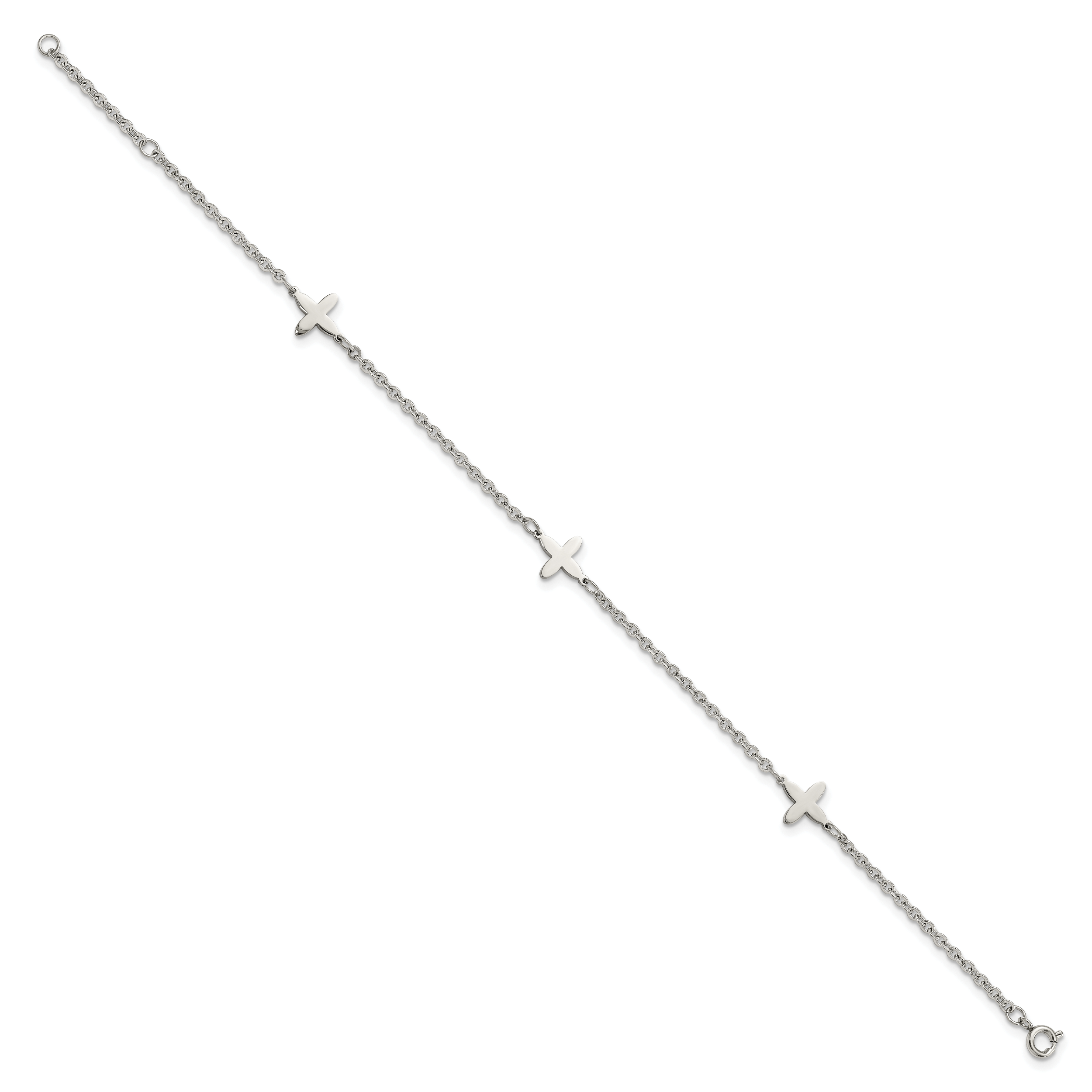 Chisel Stainless Steel Polished Cross Charms 9 inch Anklet Plus 1 inch Extension Secondary image