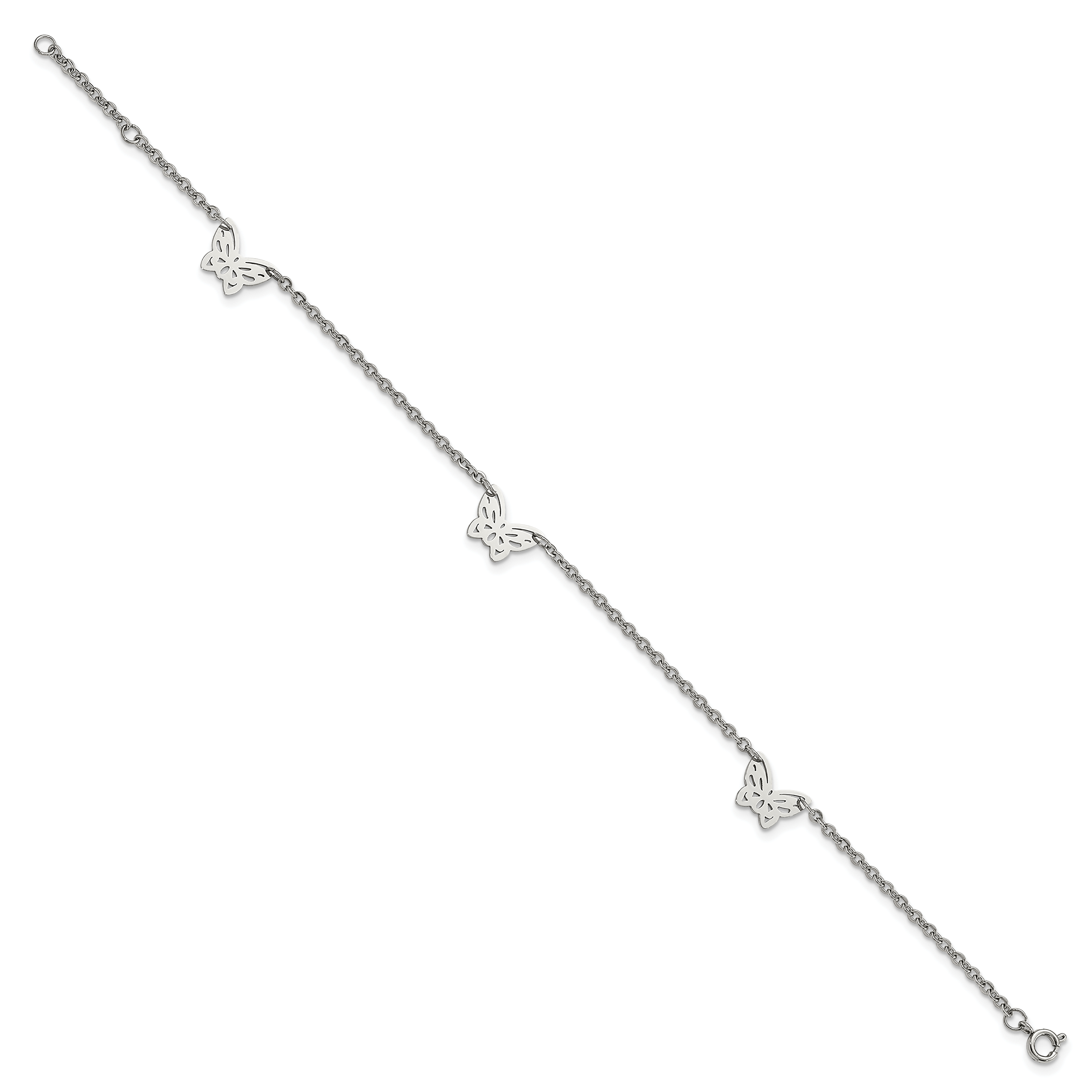 Chisel Stainless Steel Polished with Butterfly Charms 9.5 inch Anklet Plus 1 inch Extension Secondary image