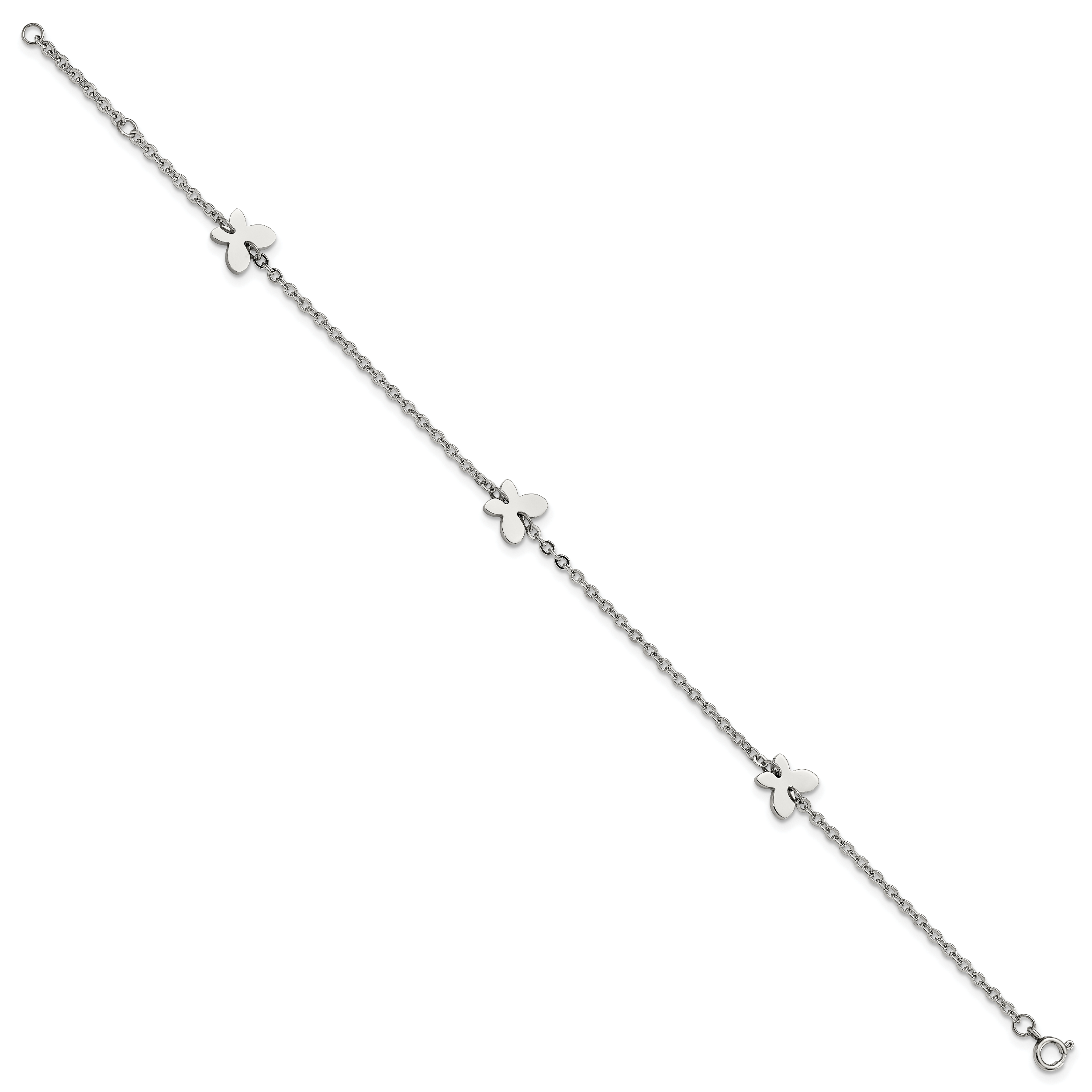 Chisel Stainless Steel Polished with Butterfly Charms 9 inch Anklet Plus 1 inch Extension Secondary image