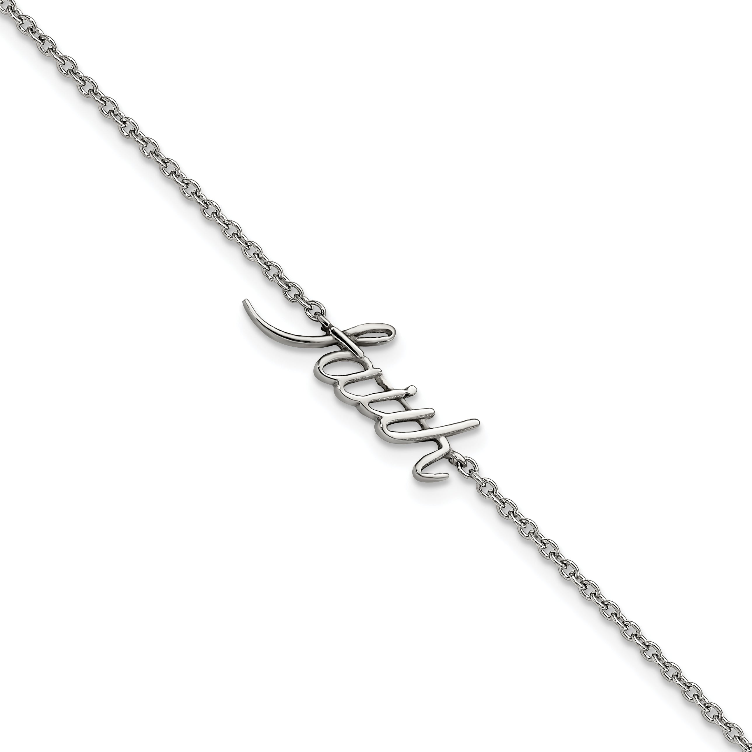 Chisel Stainless Steel Polished FAITH 9 inch Anklet Plus 1 inch Extension Main image