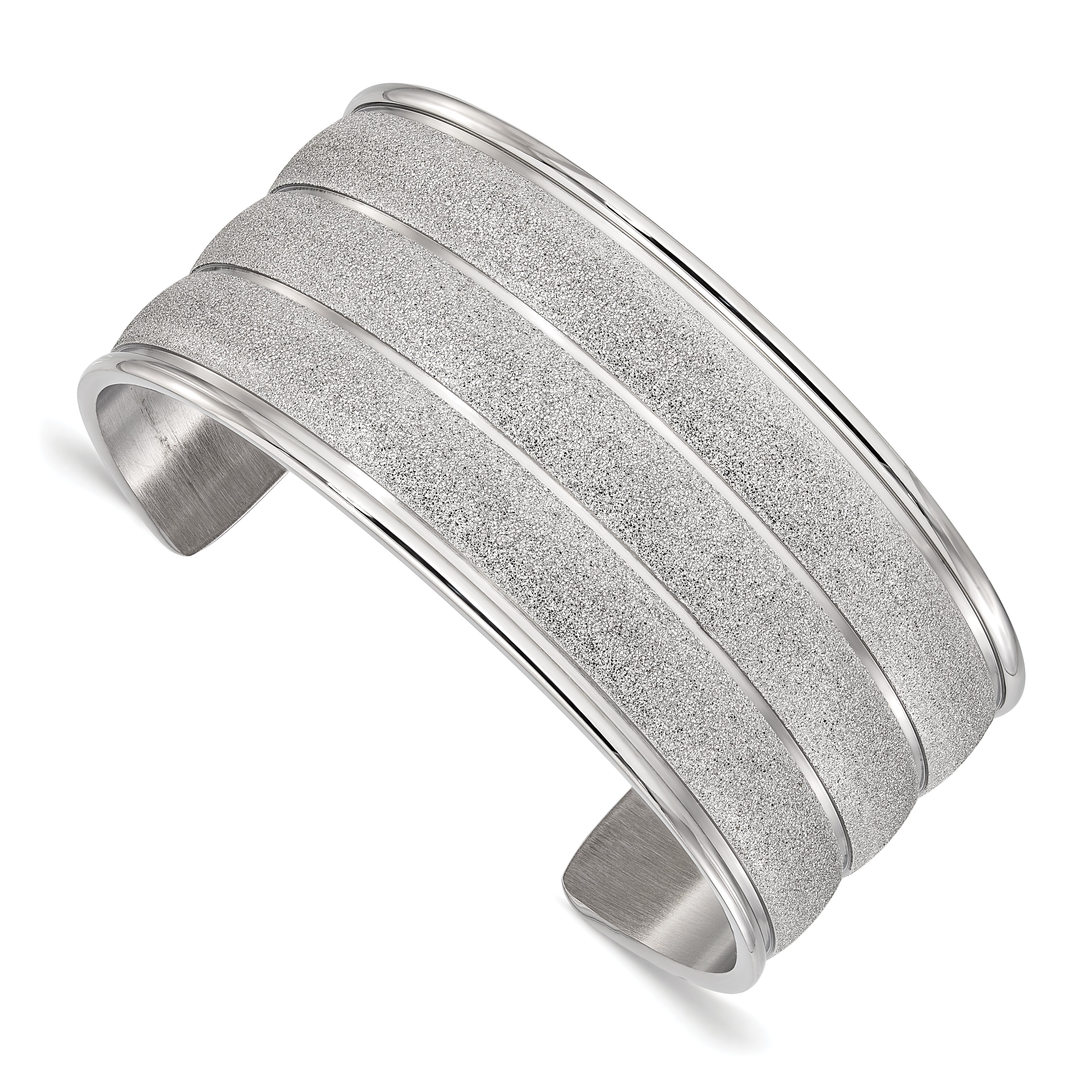 Stainless Steel Polished & Laser Cut Cuff Bangle Main image