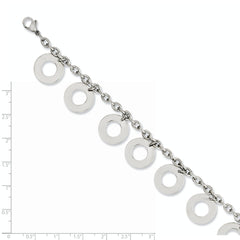 Stainless Steel Polished Dangle Circles 7.5in Bracelet - 7.5