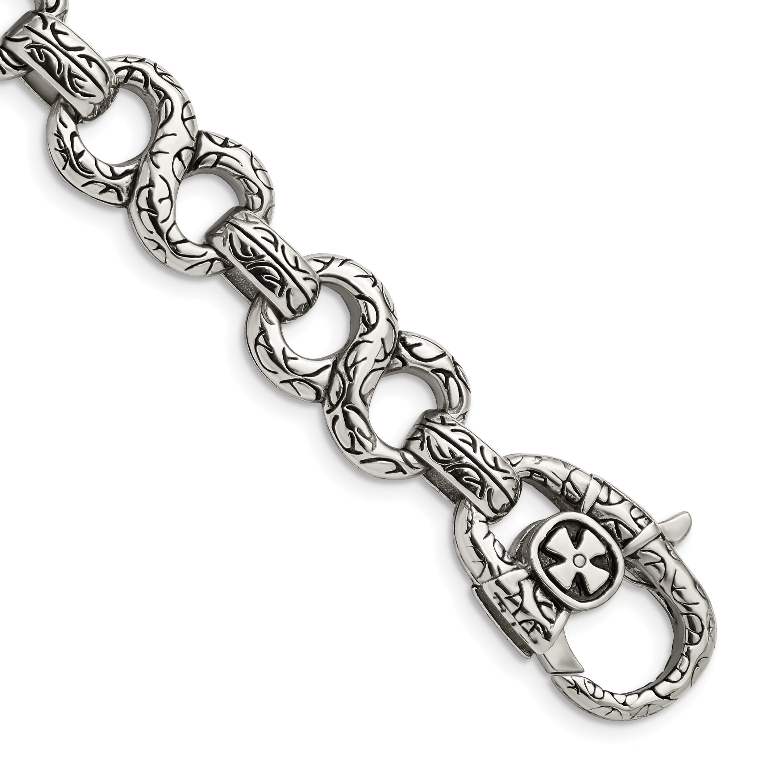 Chisel Stainless Steel Antiqued Polished and Textured 8.5 inch Infinity Symbol Link Bracelet Main image