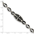 Antiqued Cross Toggle Bracelet in Stainless Steel