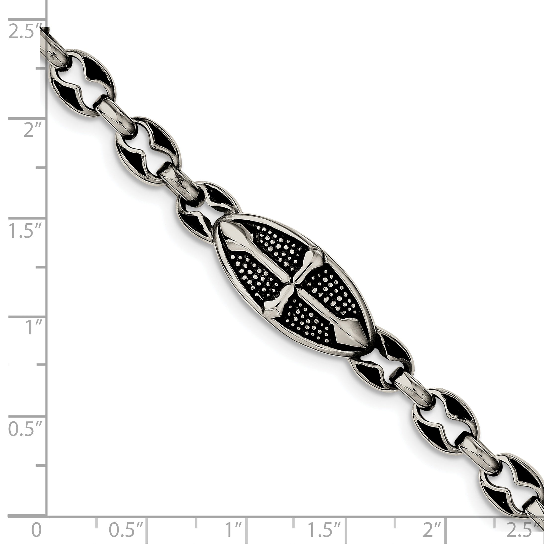 Antiqued Cross Toggle Bracelet in Stainless Steel