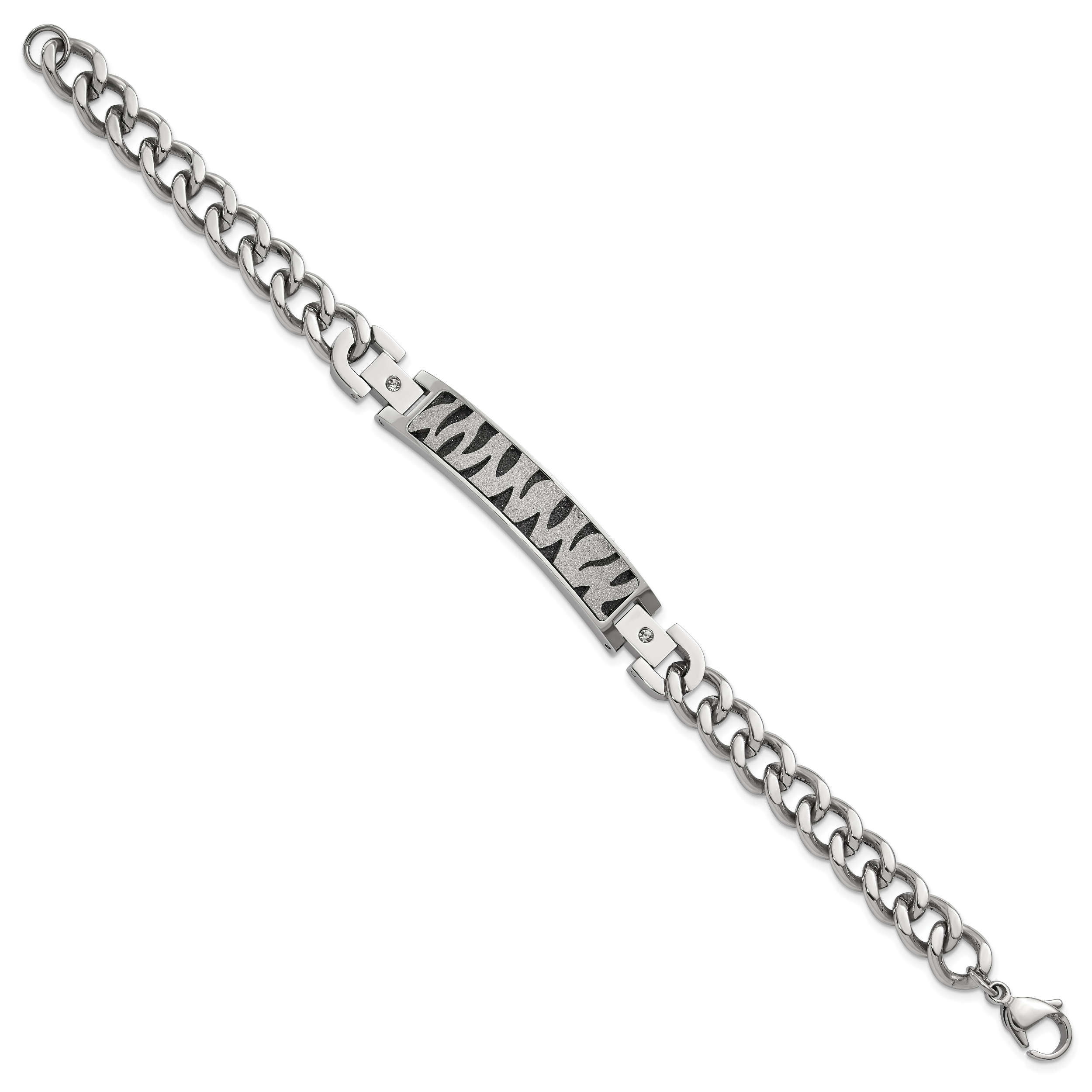 Black IP-Plated Laser-Cut CZ Bracelet in Stainless Steel Secondary image
