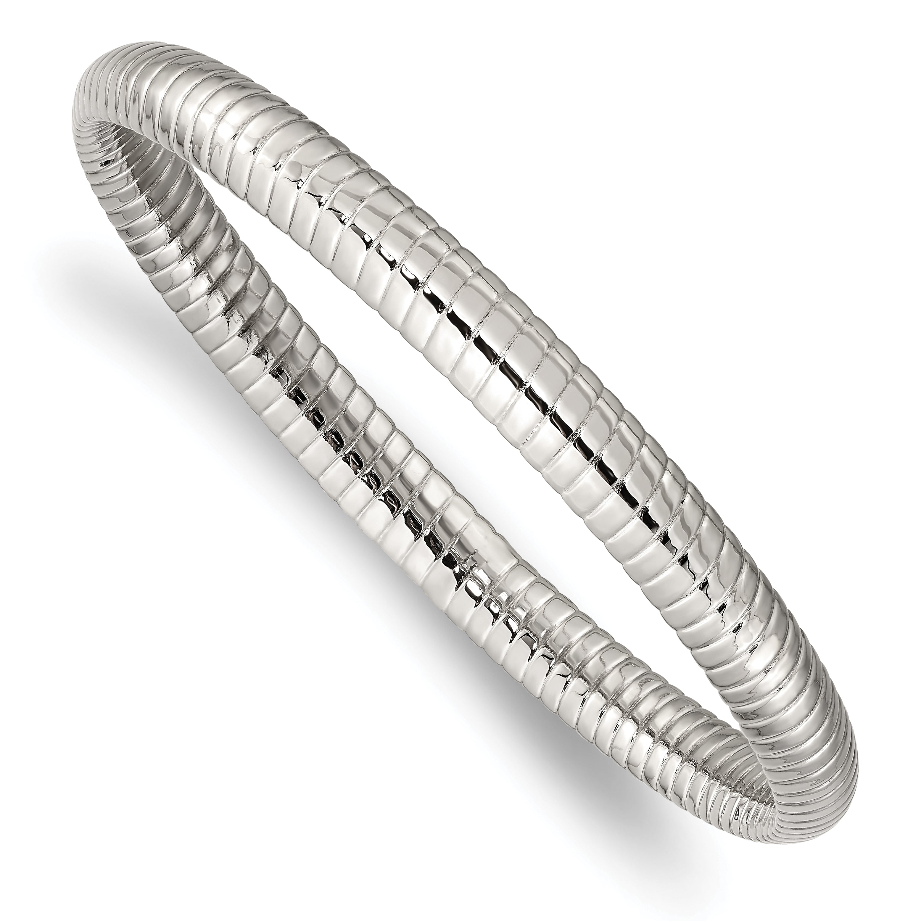 Chisel Stainless Steel Polished and Textured Hollow Bangle Main image