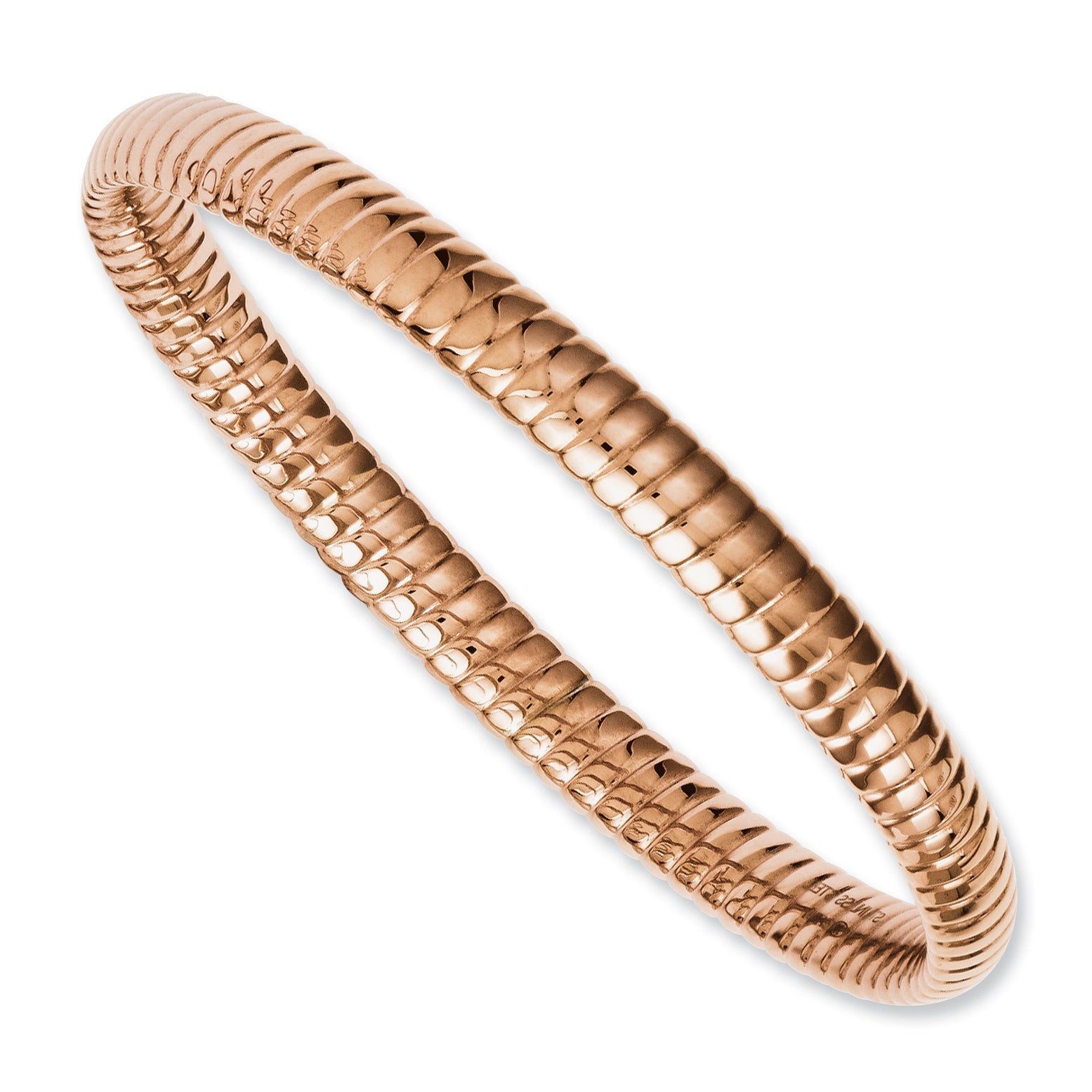 Stainless Steel Pink IP-plated Textured Hollow Slip-on Bangle Main image