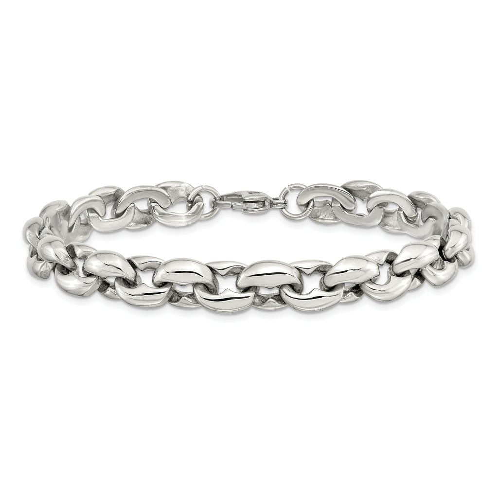 Chisel Stainless Steel Polished 8.25 inch Oval Link Bracelet