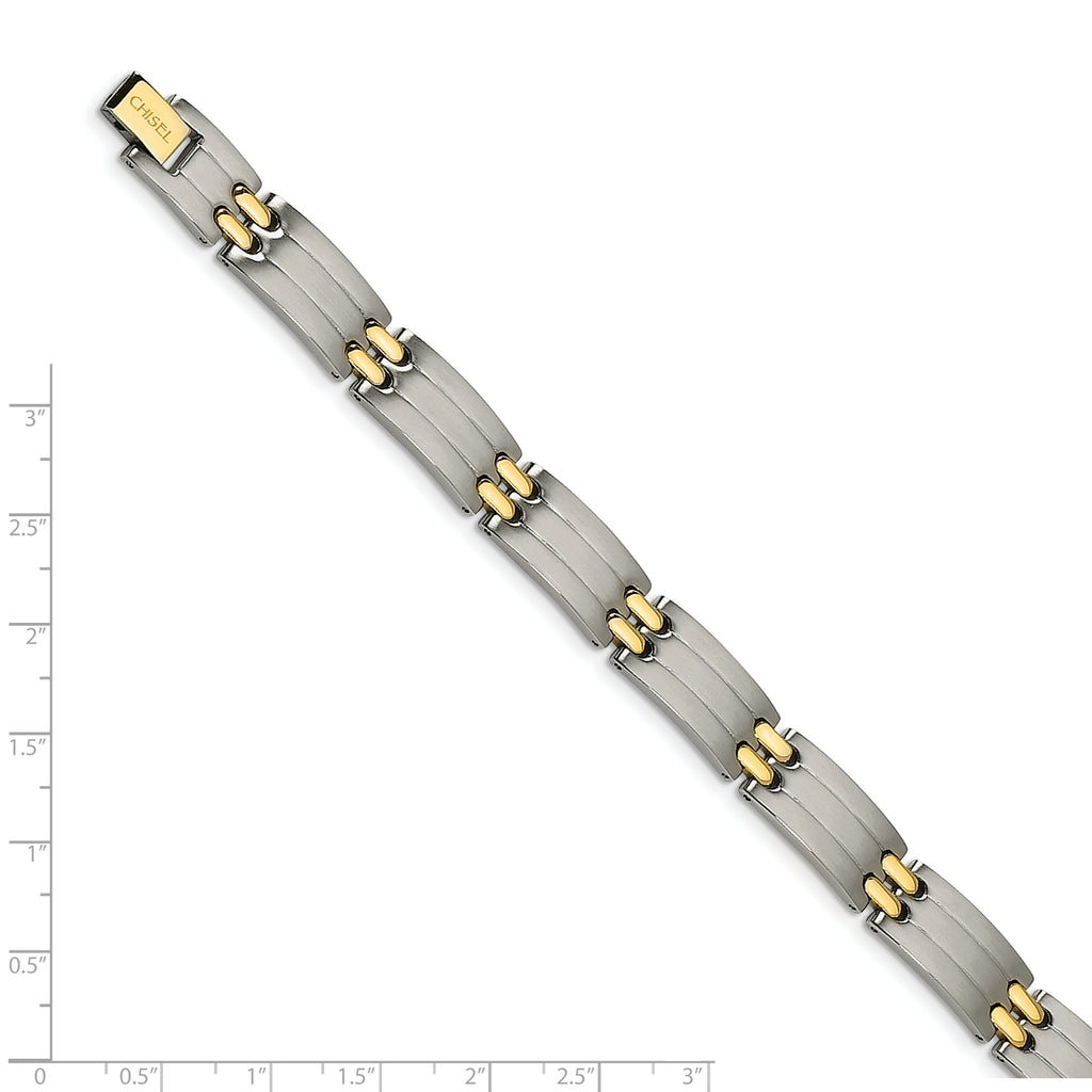 Two-Tone Link Bracelet in Stainless Steel & Yellow IP