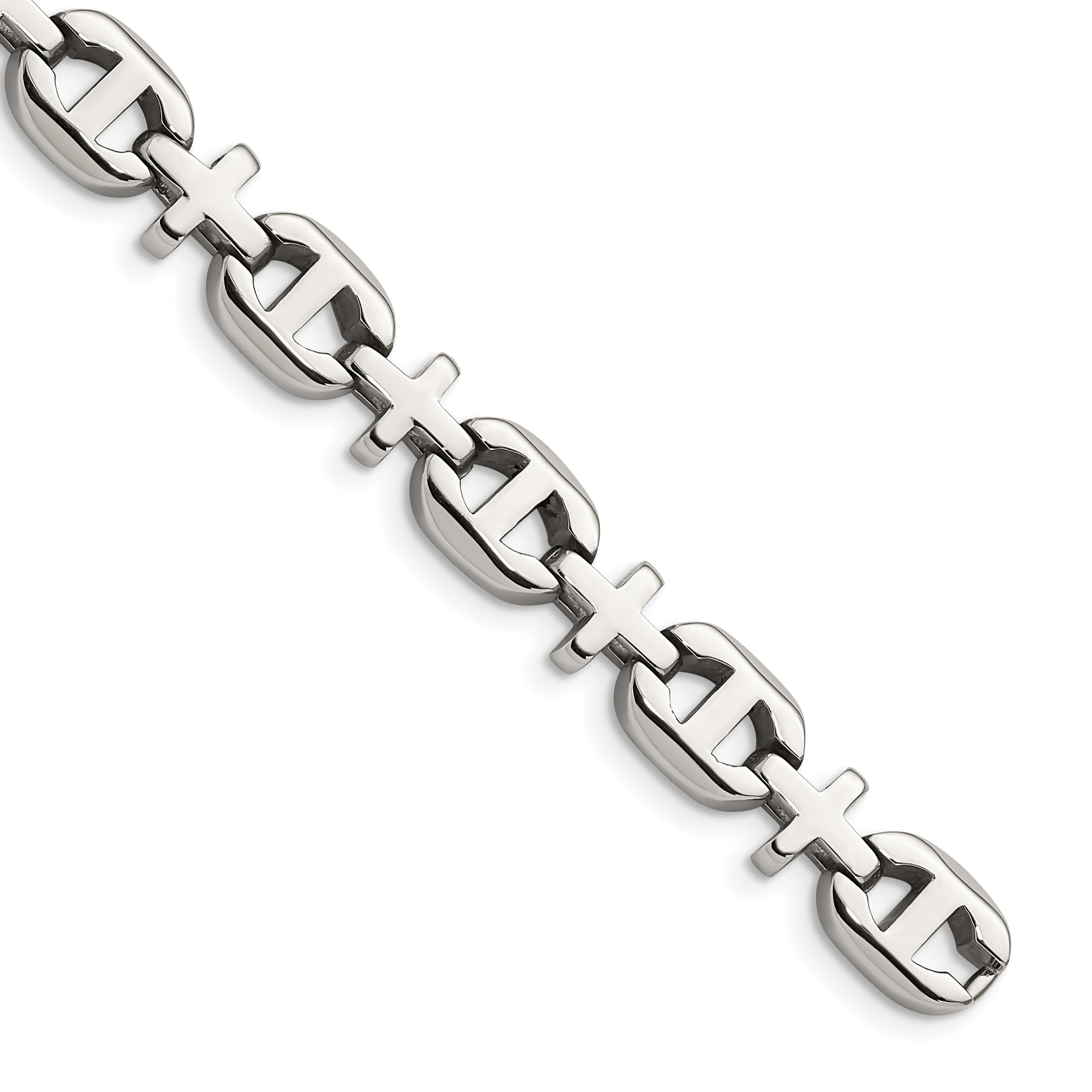 Chisel Stainless Steel Polished 8.5 inch Cross Link Bracelet Main image