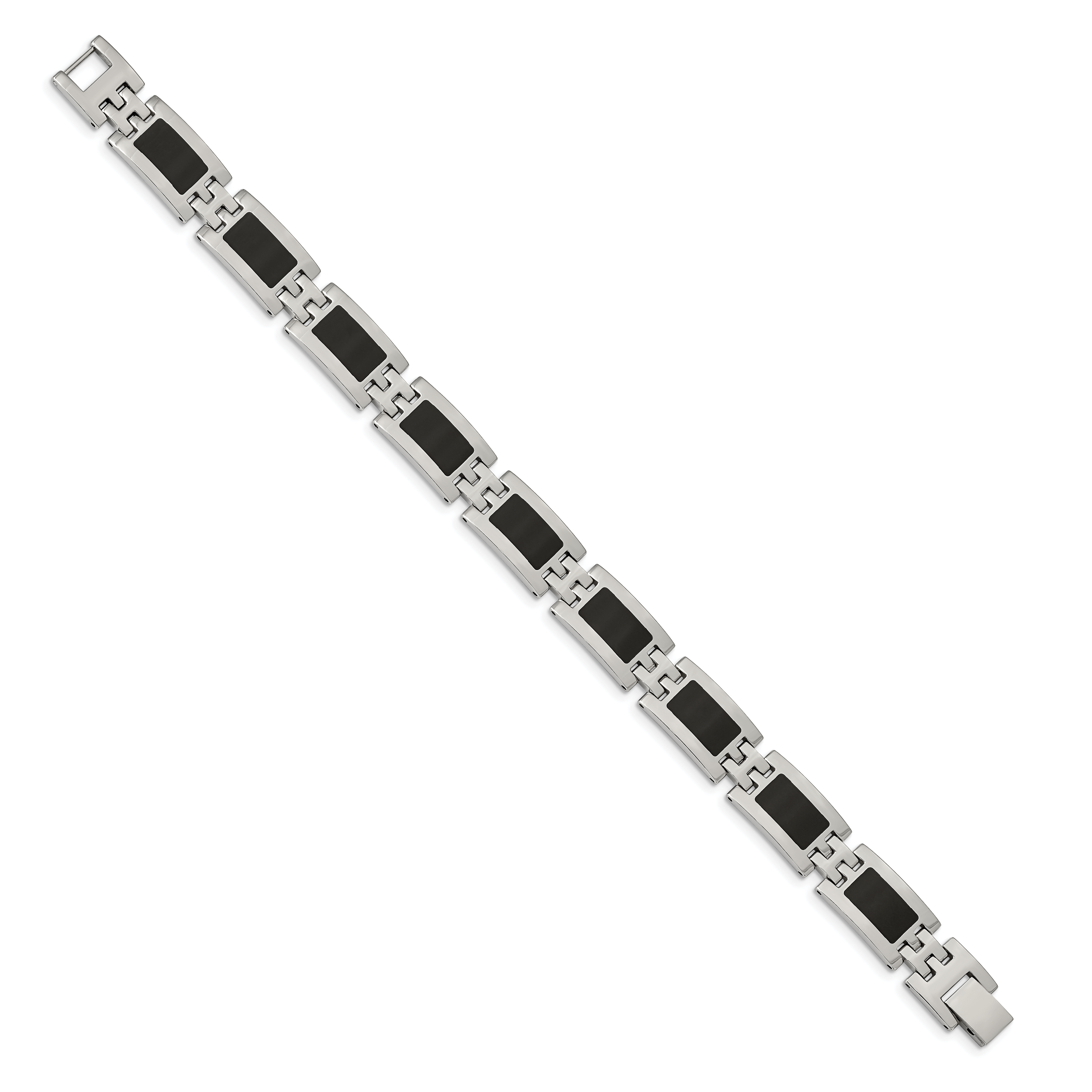 Chisel Stainless Steel Polished with Black Enamel 9 inch Link Bracelet Main image