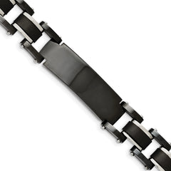Stainless Steel Black IP-plated & Black Rubber 8.5in ID Bracelet