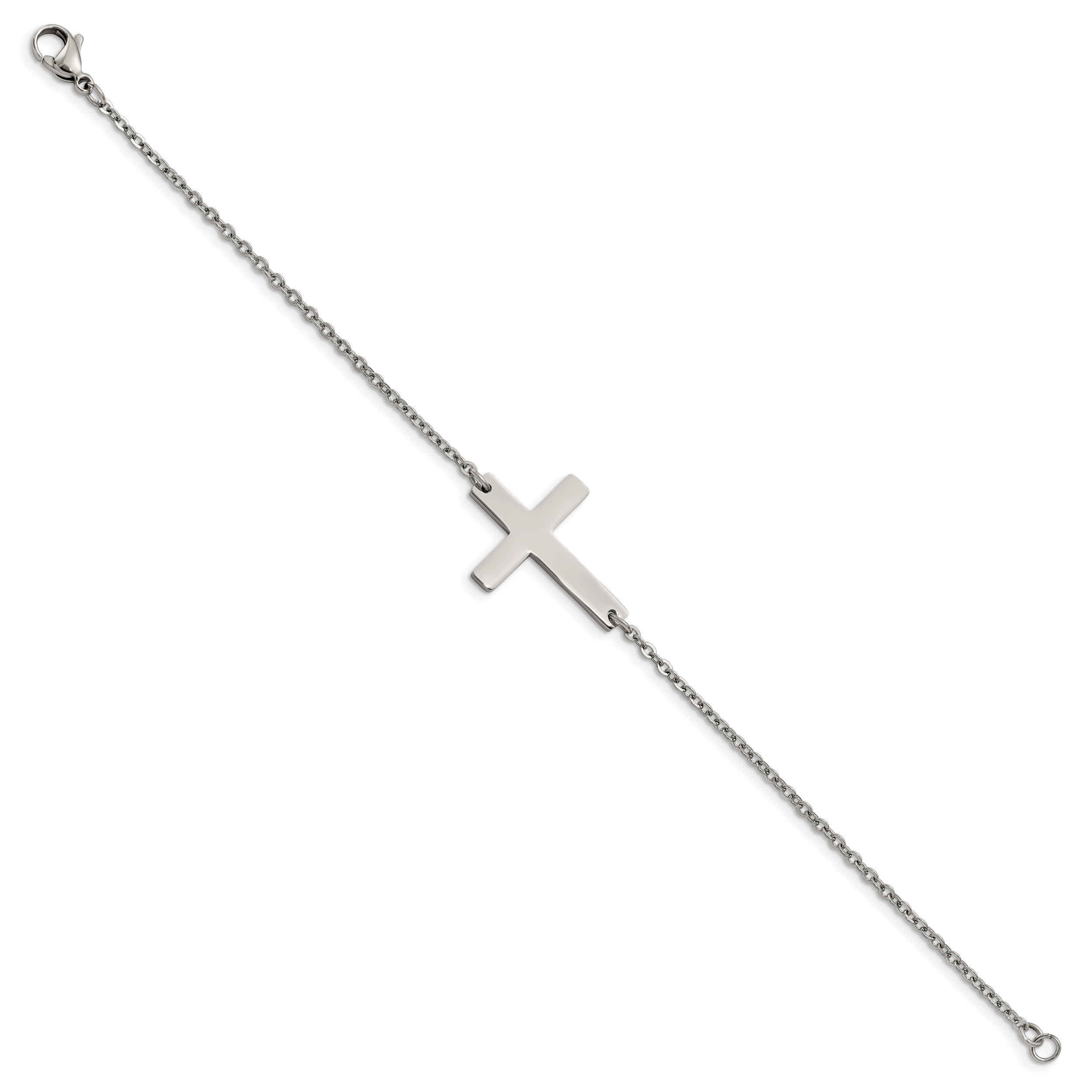 Sideways Cross Bracelet in Stainless Steel
