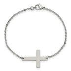Sideways Cross Bracelet in Stainless Steel