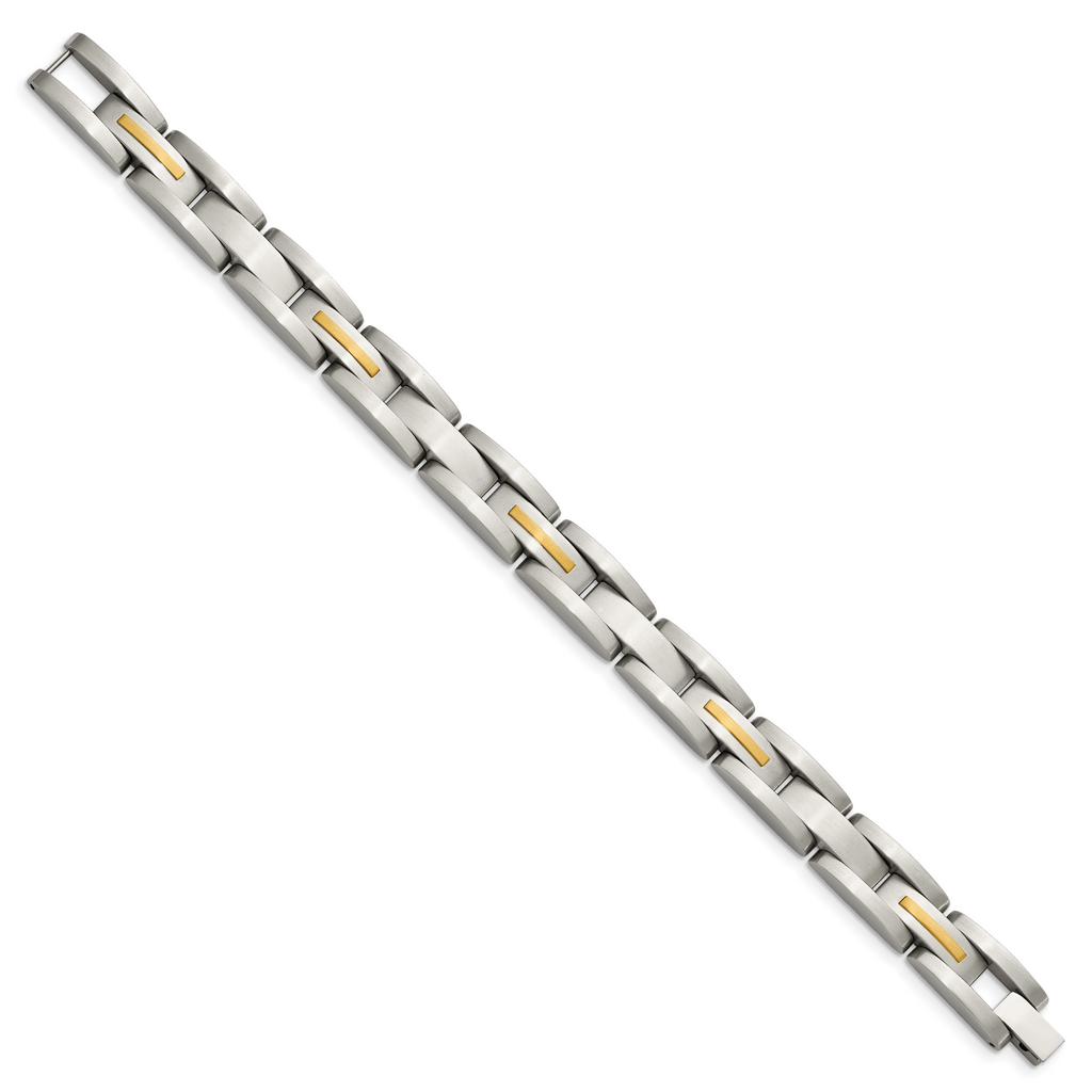 Chisel Stainless Steel with 14k Gold Accent Brushed 8 inch Link Bracelet