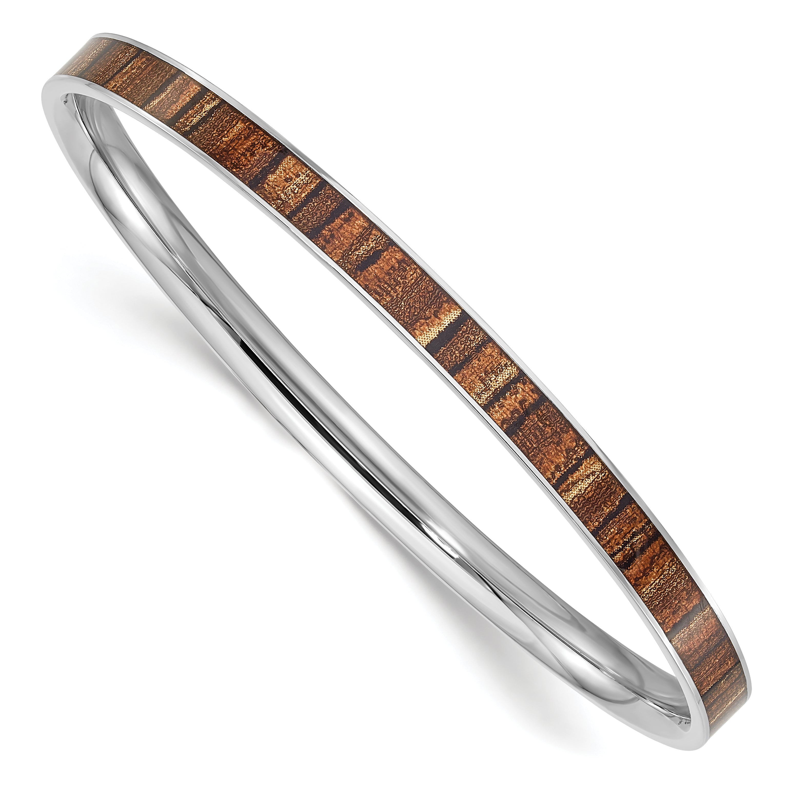 Stainless Steel Polished Brown and Black Enameled Bangle Main image