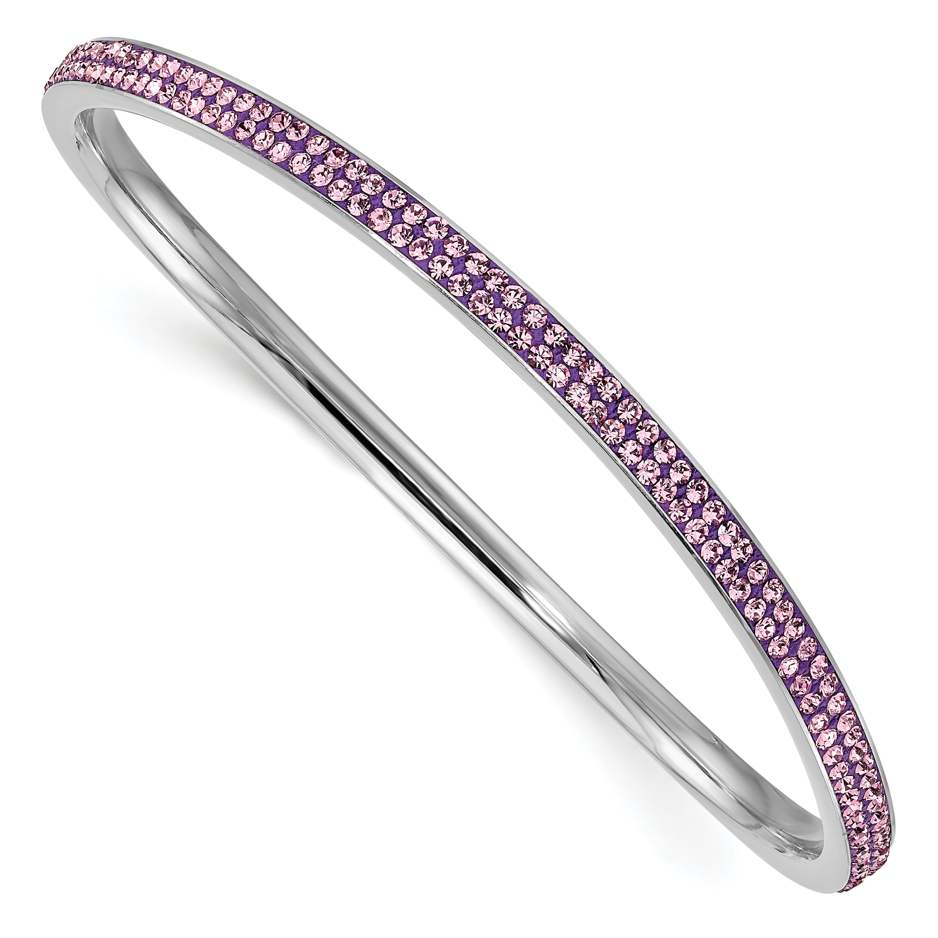 Stainless Steel Polished Light Purple Crystal Wavy Bangle Main image