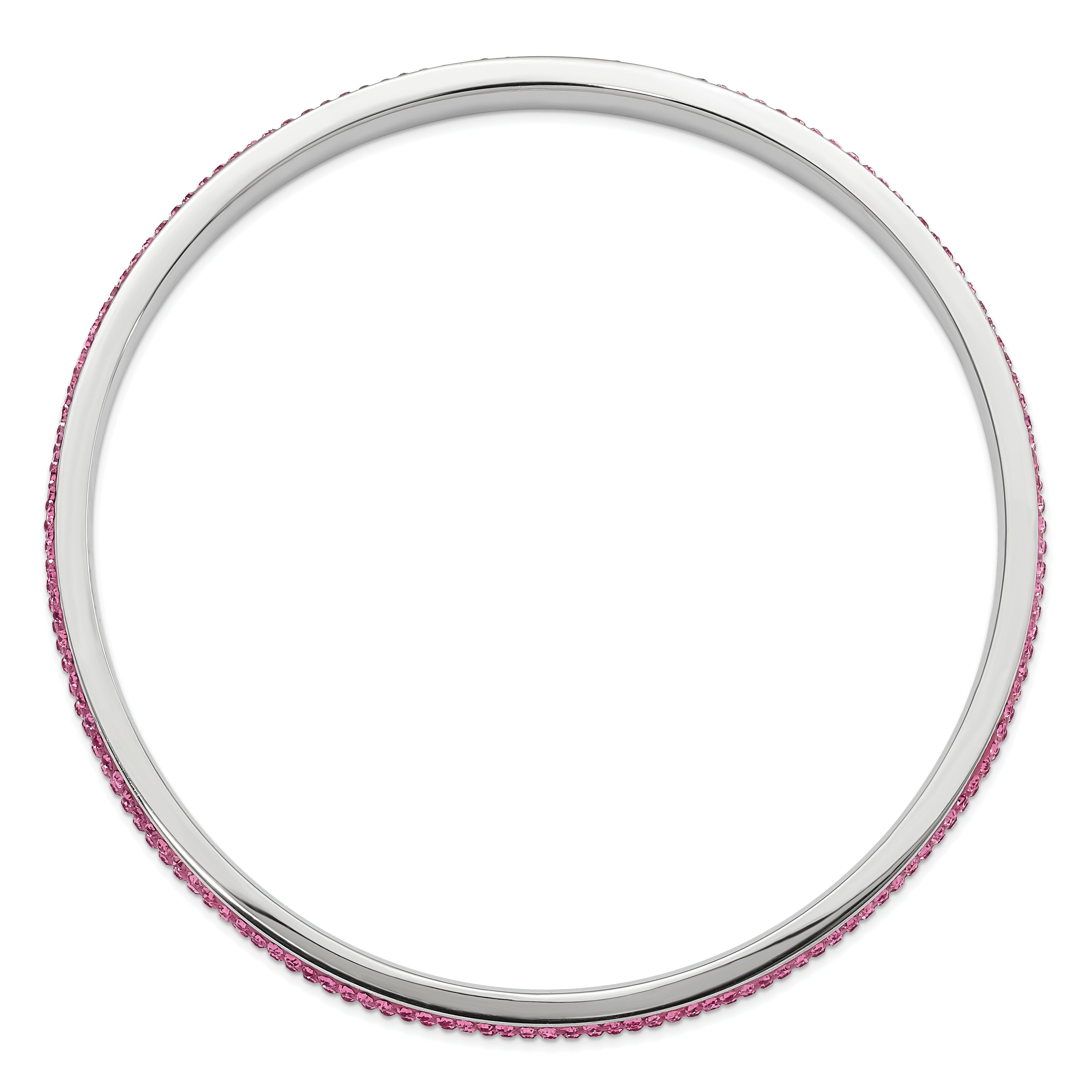 Pink Crystal Wavy Bangle in Stainless Steel