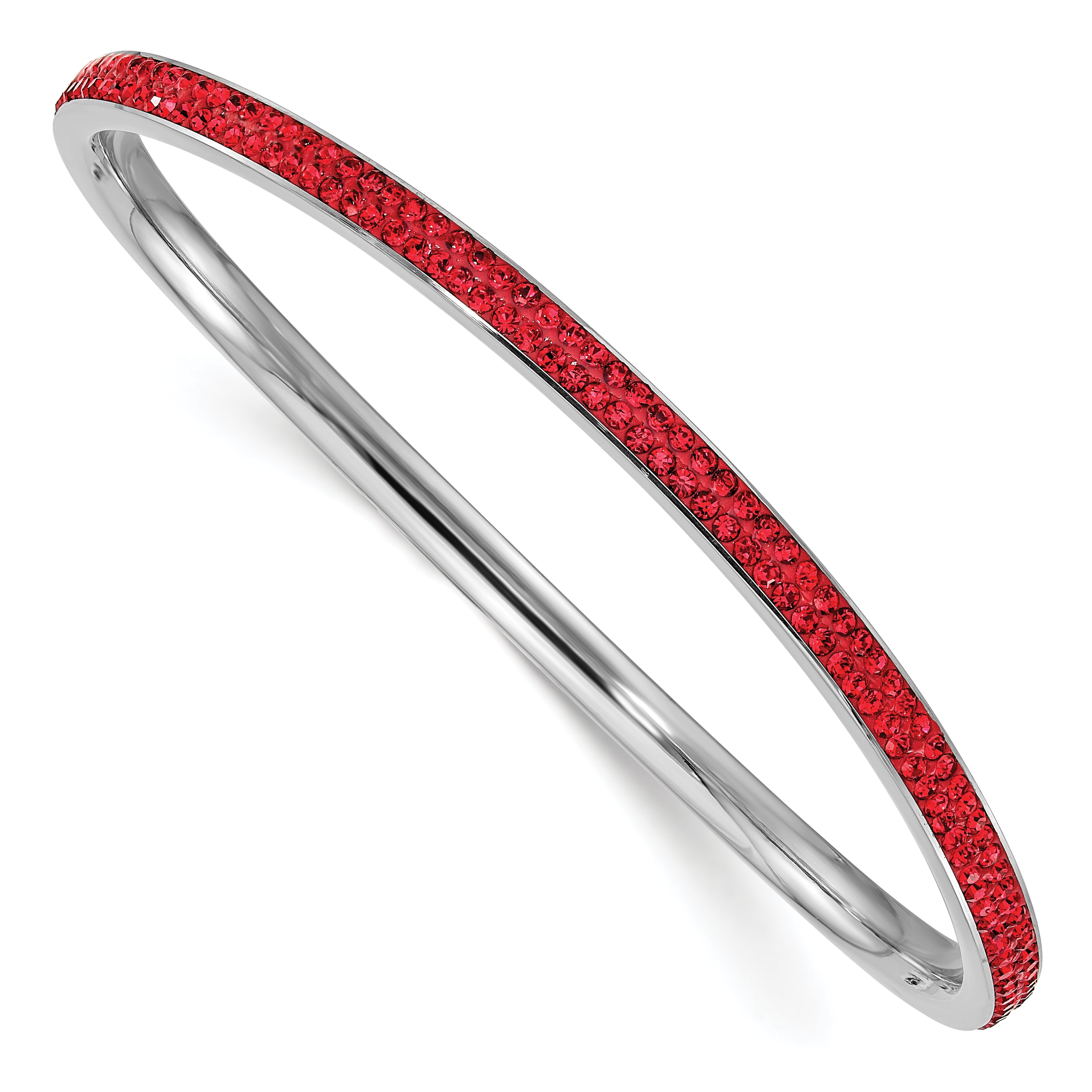 Stainless Steel Polished Red Crystal Wavy Bangle Main image