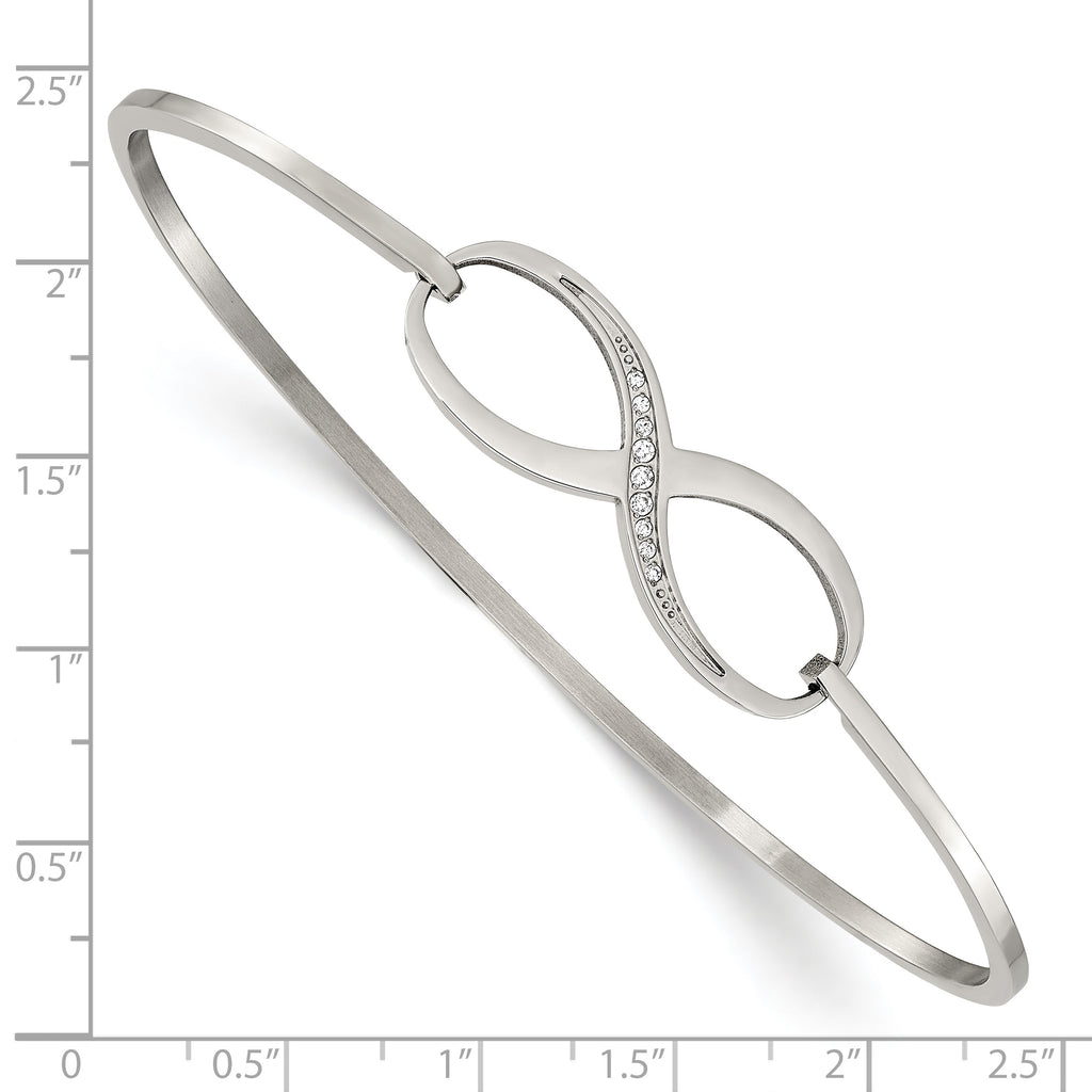 Chisel Stainless Steel Polished with CZ Infinity Symbol Bangle