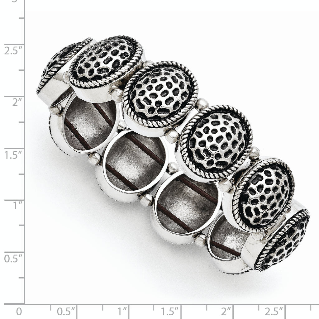Antiqued Oval Link Stretch Bracelet in Stainless Steel