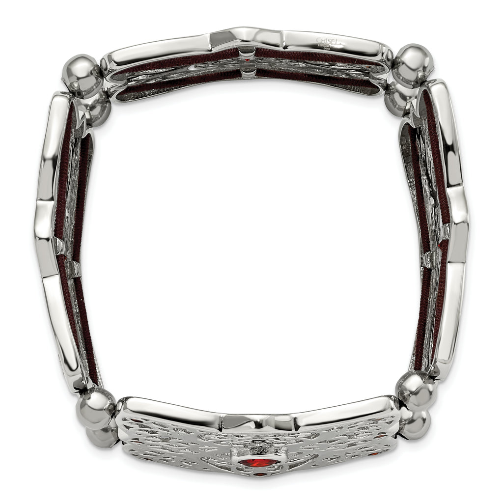 Red CZ Stretch Bracelet in Stainless Steel