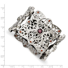 Stainless Steel Polished w/Red CZ Stretch Bracelet