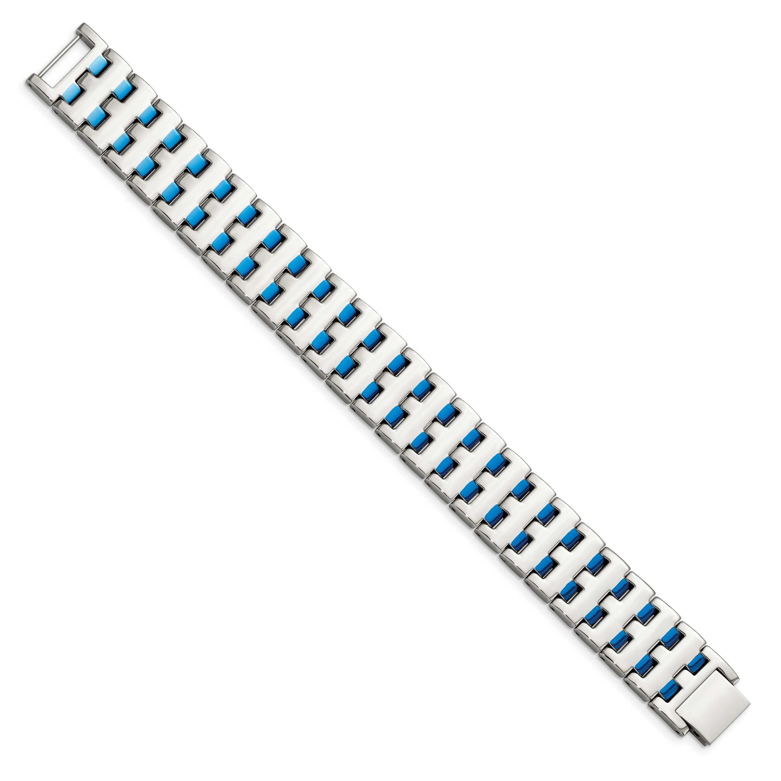 Chisel Stainless Steel Polished Blue IP-plated 8 inch Link Bracelet Secondary image