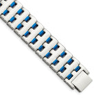 Chisel Stainless Steel Polished Blue IP-plated 8 inch Link Bracelet