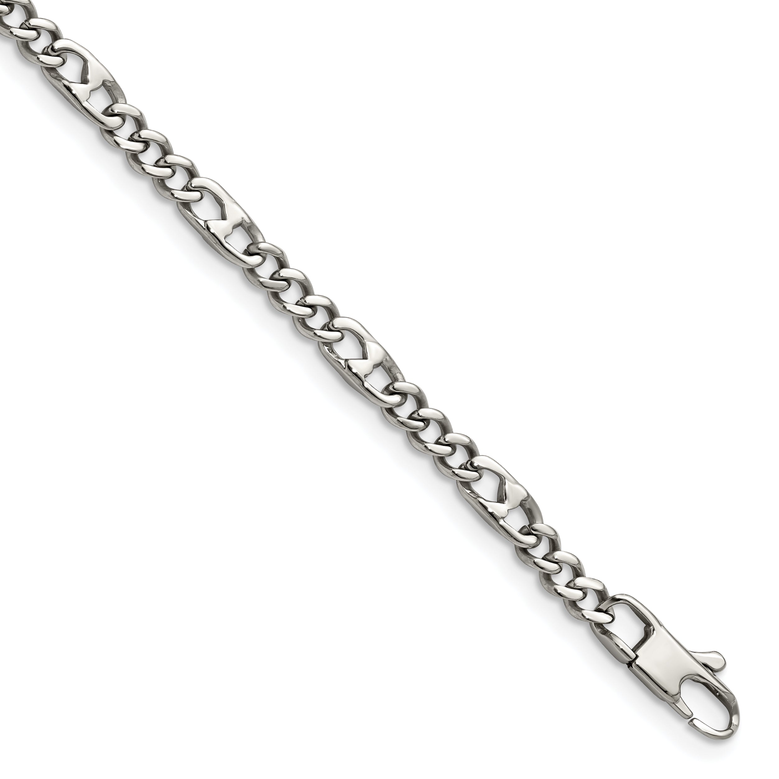 Chisel Stainless Steel Polished 4mm 8.5 inch Figaro Bracelet Main image