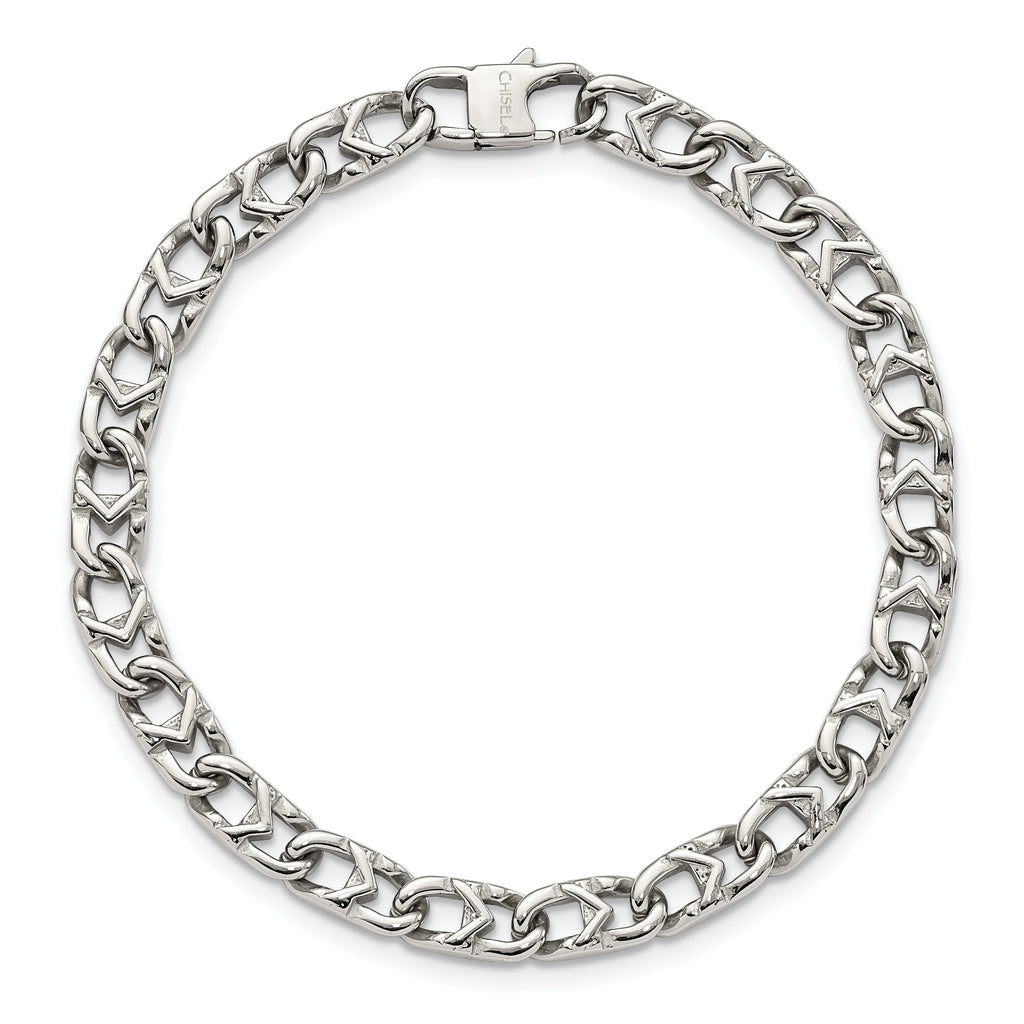 Chisel Stainless Steel Polished 6mm 8.5 inch Fancy Link Bracelet