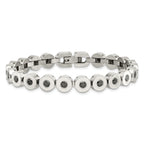 Stainless Steel Polished w/Black CZ 7.5in Bracelet