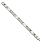 Carbon Fiber Inlay Link Bracelet in Stainless Steel