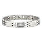 Carbon Fiber Inlay Link Bracelet in Stainless Steel