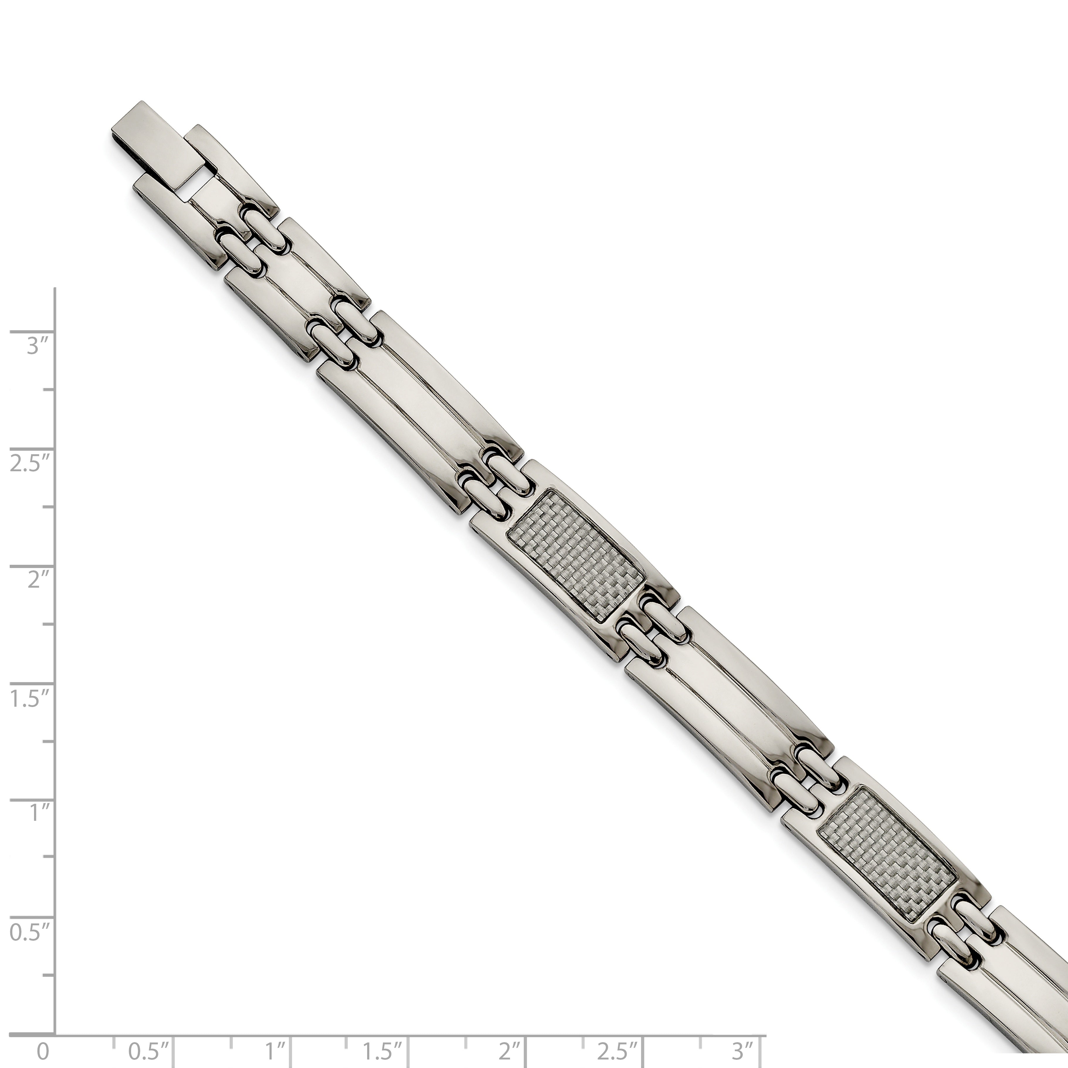 Carbon Fiber Inlay Link Bracelet in Stainless Steel