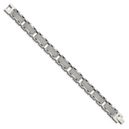 Carbon Fiber Inlay Link Bracelet in Stainless Steel