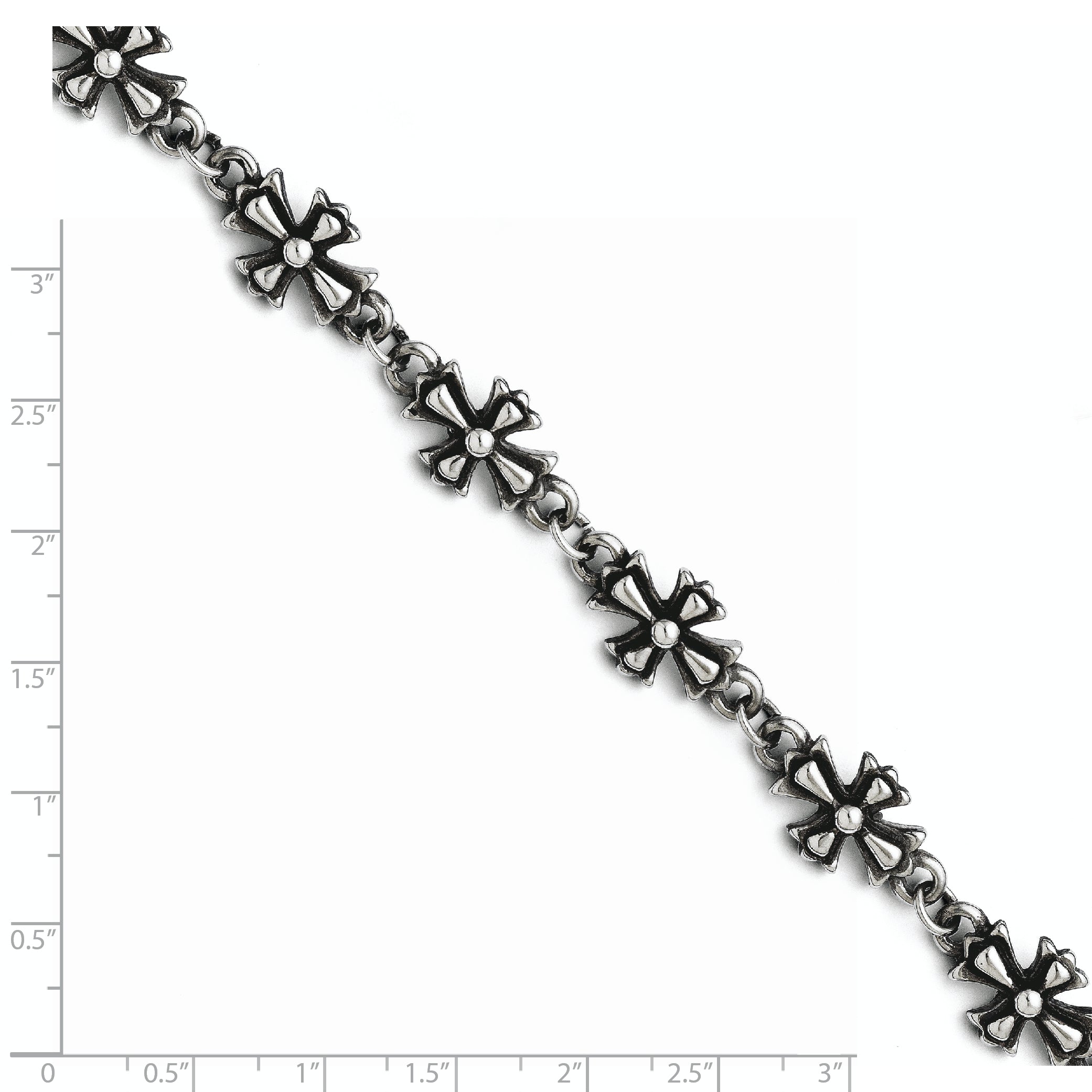 Stainless Steel Antiqued Crosses Bracelet