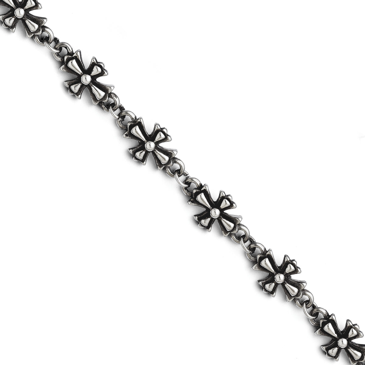 Stainless Steel Antiqued Crosses Bracelet