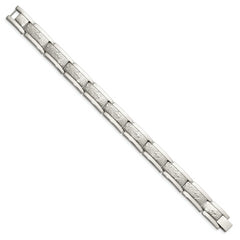 Chisel Stainless Steel Polished and Textured 8.5 inch Link Bracelet