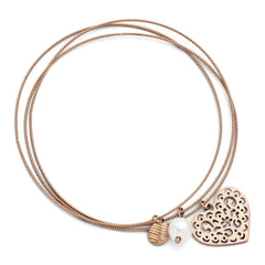 Stainless Steel Rose IP-plated Polished/Textured Bracelet