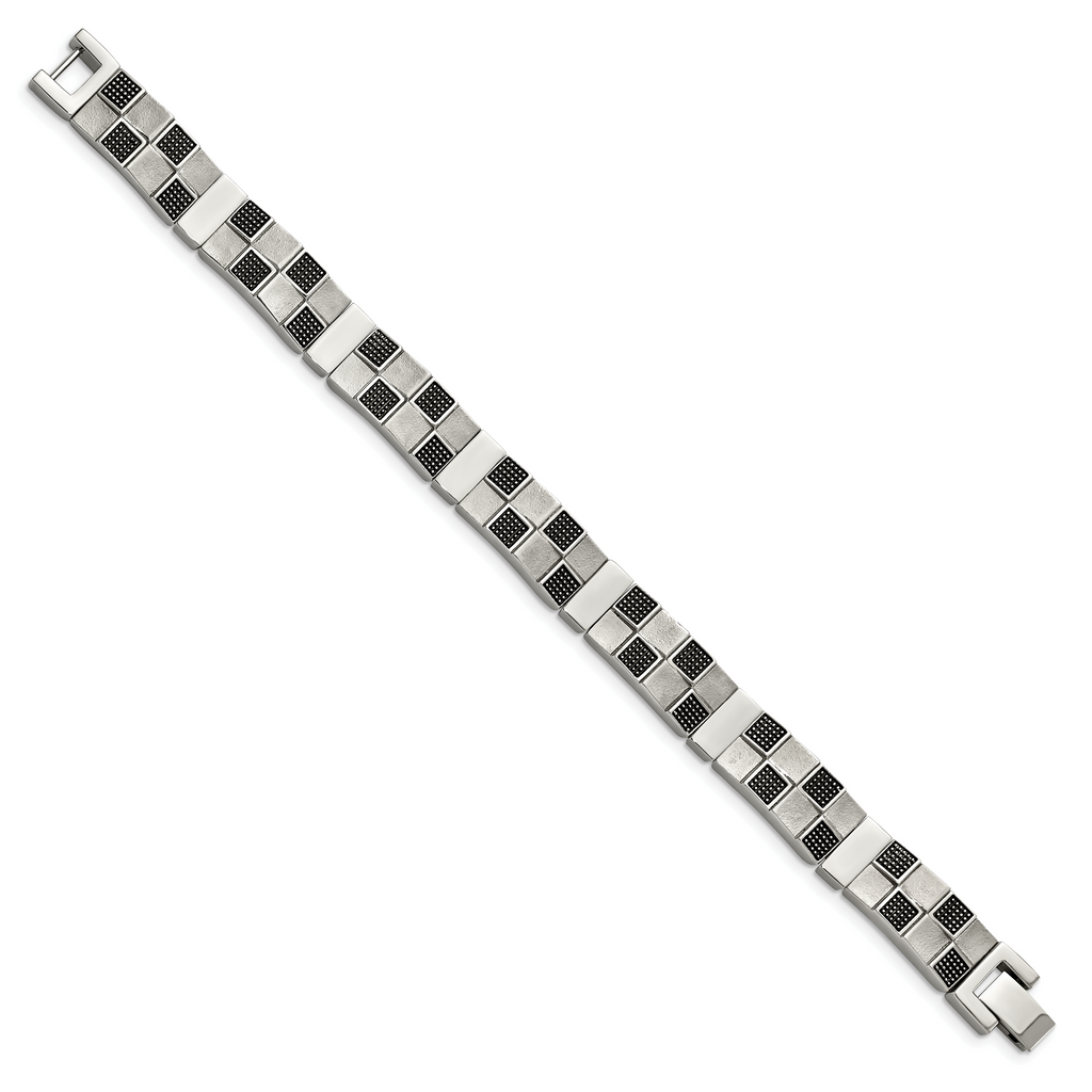 Antiqued Brushed & Polished Bracelet in Stainless Steel