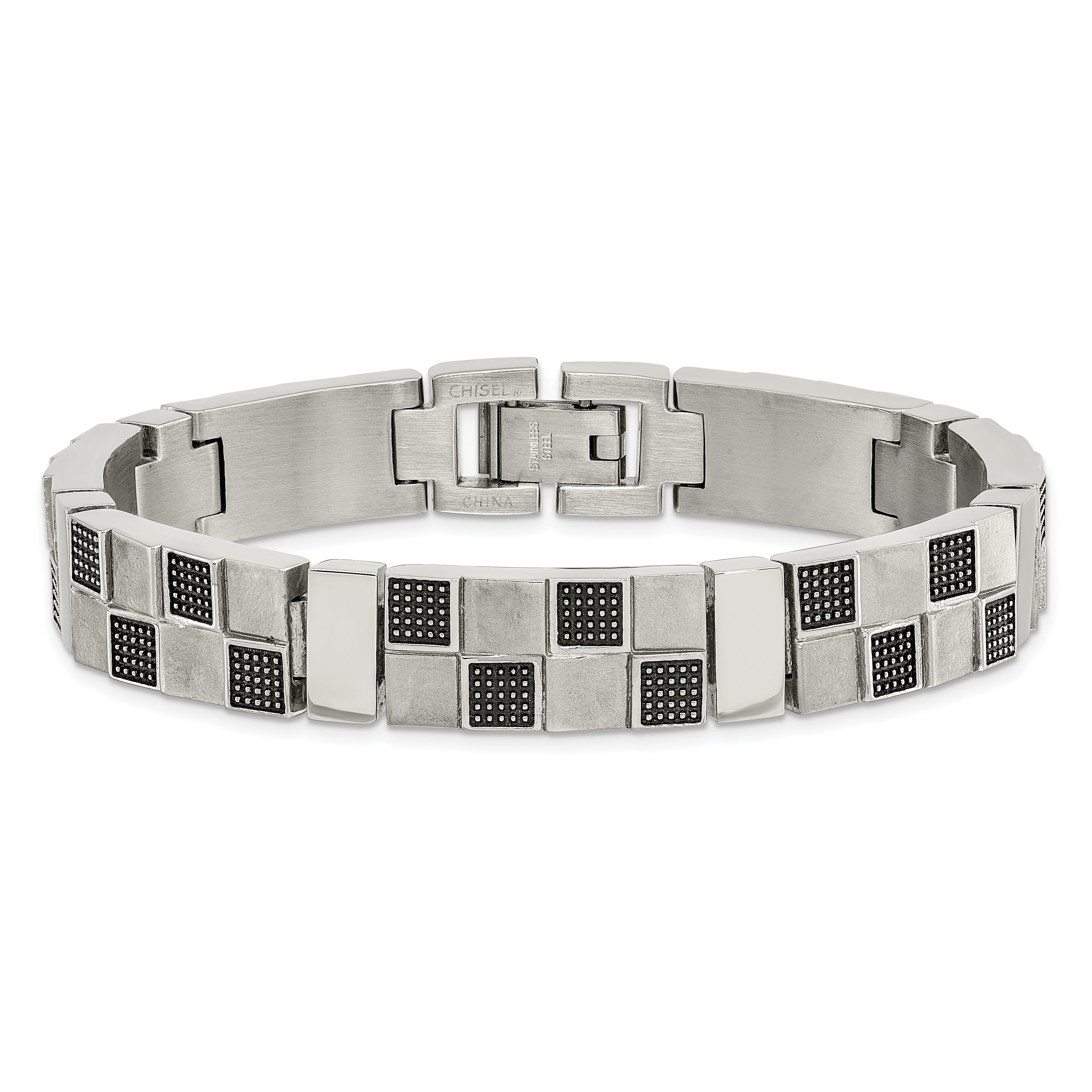 Antiqued Brushed & Polished Bracelet in Stainless Steel