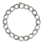 Polished & Antiqued Fancy Link Bracelet in Stainless Steel