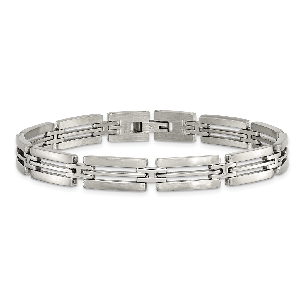 Brushed & Polished Link Bracelet in Stainless Steel