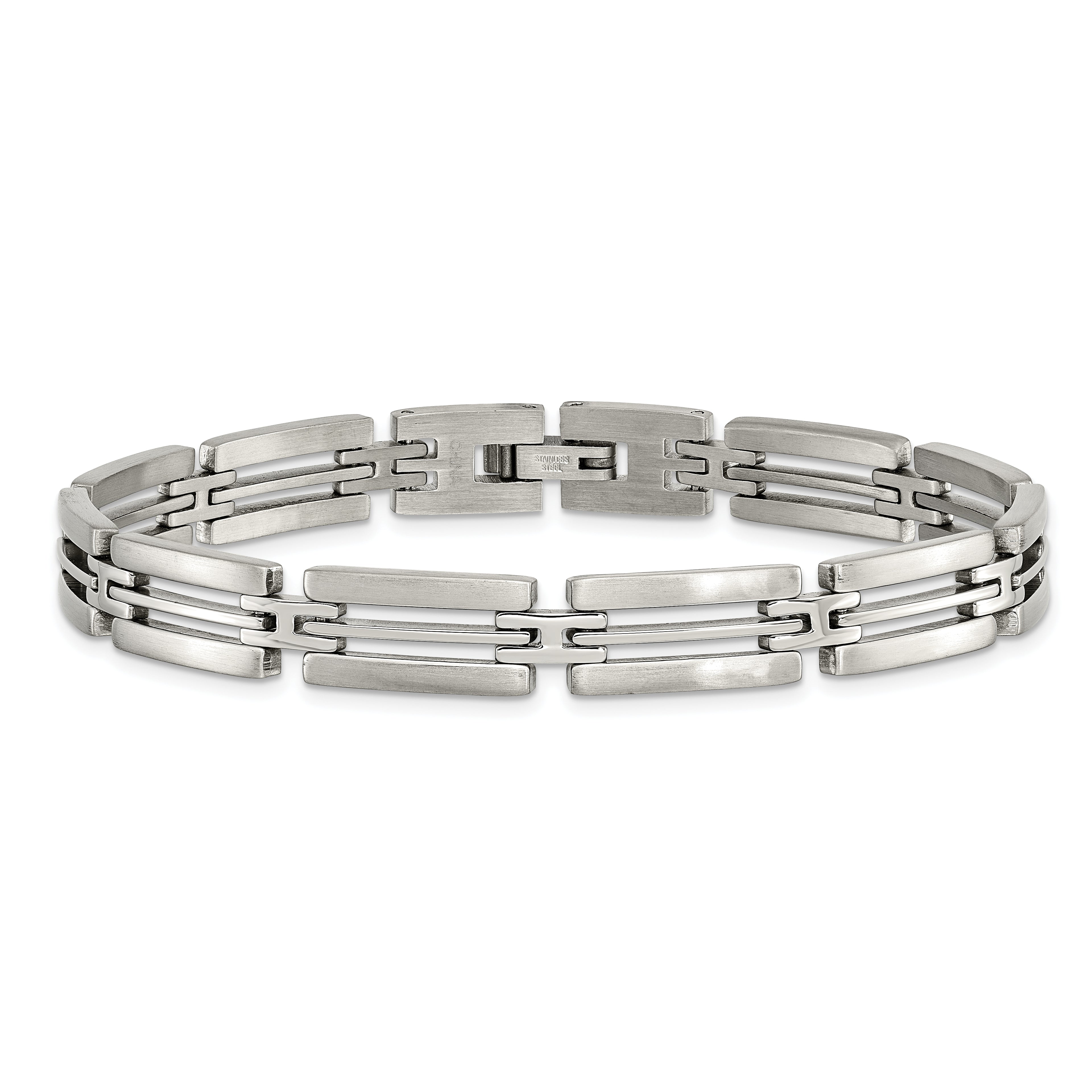 Brushed & Polished Link Bracelet in Stainless Steel