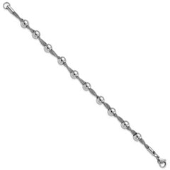 Stainless Steel Polished Beaded and Twisted Bracelet