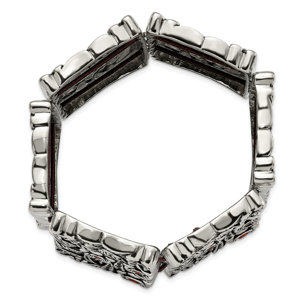 Red CZ Stretch Bracelet in Stainless Steel