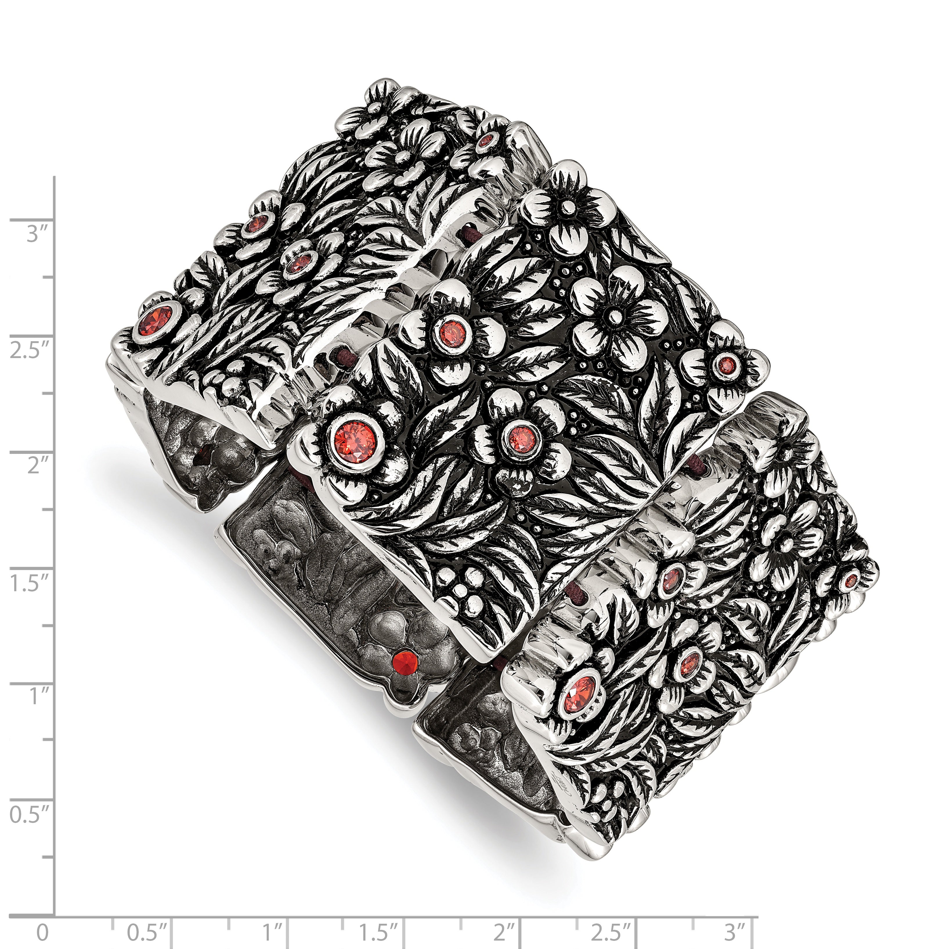 Red CZ Stretch Bracelet in Stainless Steel